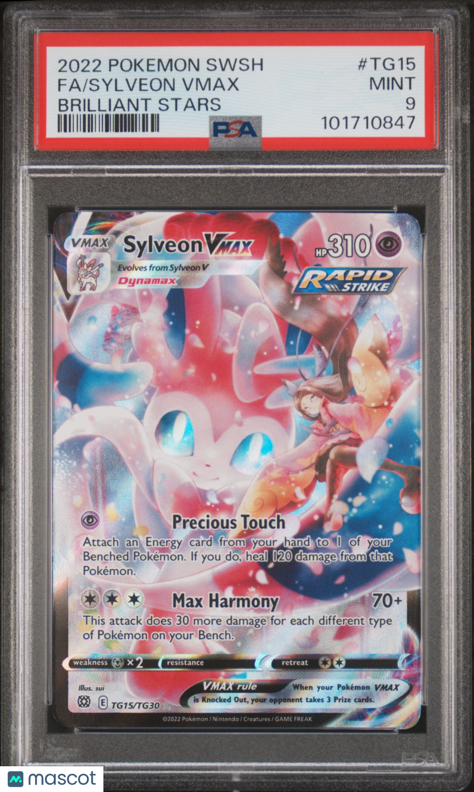 2022 Pokemon Sword & Shield Brilliant Stars Sylveon VMAX PSA 9 #TG15/TG30