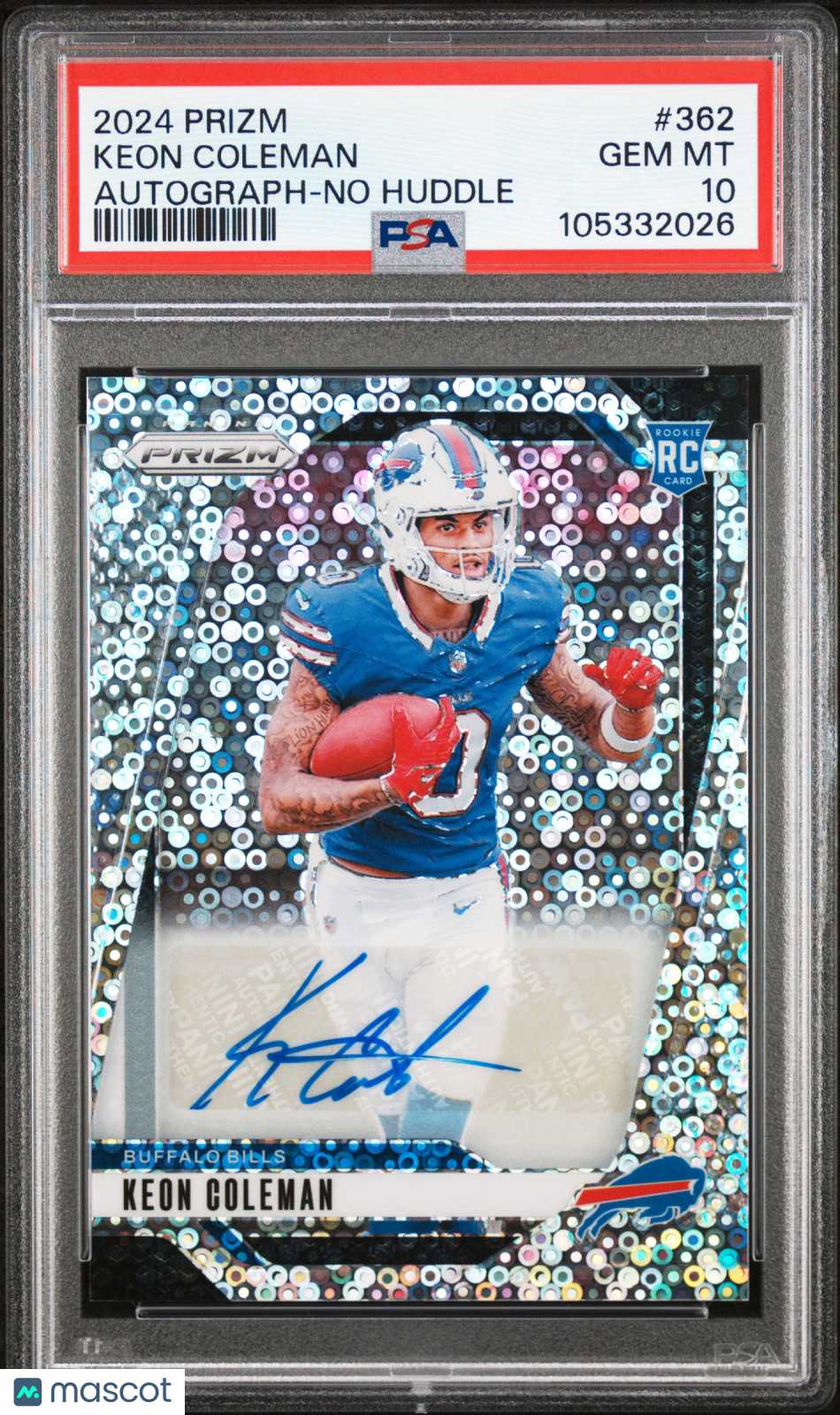 2024 Panini Prizm Keon Coleman #362 Autograph No Huddle RC PSA 10