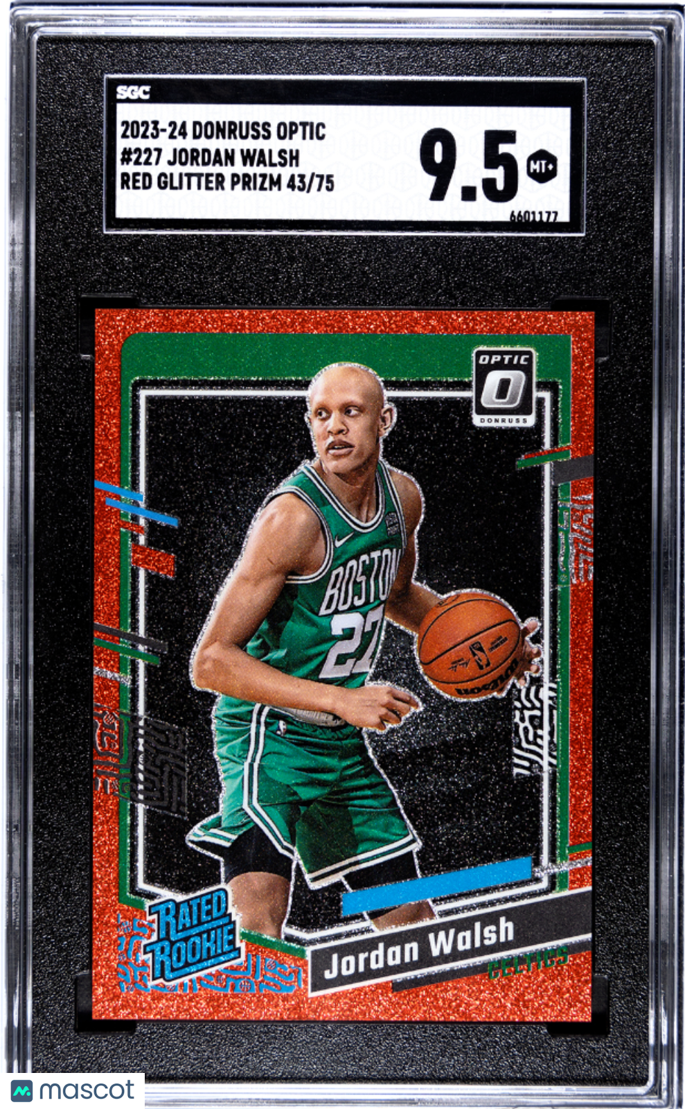 2023 Donruss Optic Jordan Walsh #227 Red Glitter 43/75 SGC 9.5