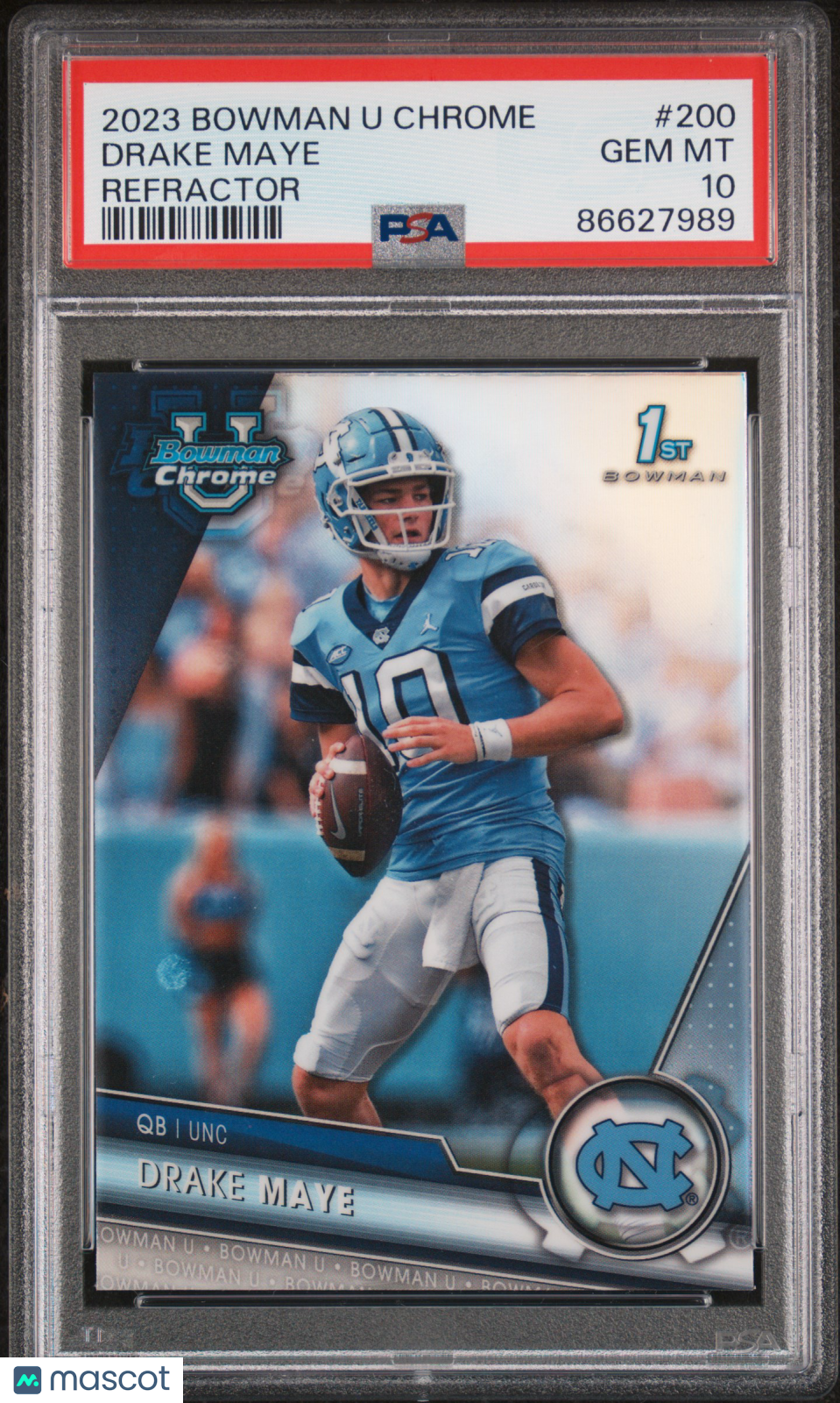 2023 Bowman University Chrome Drake Maye #200 Refractor PSA 10