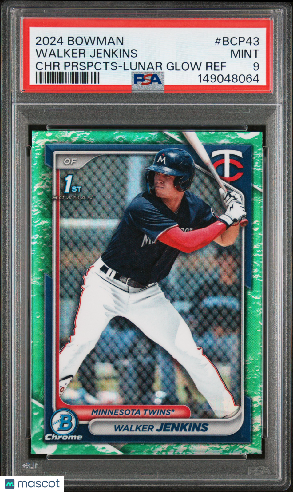 2024 Bowman Chrome Prospects Walker Jenkins #BCP43 Lunar Glow Ref. PSA 9