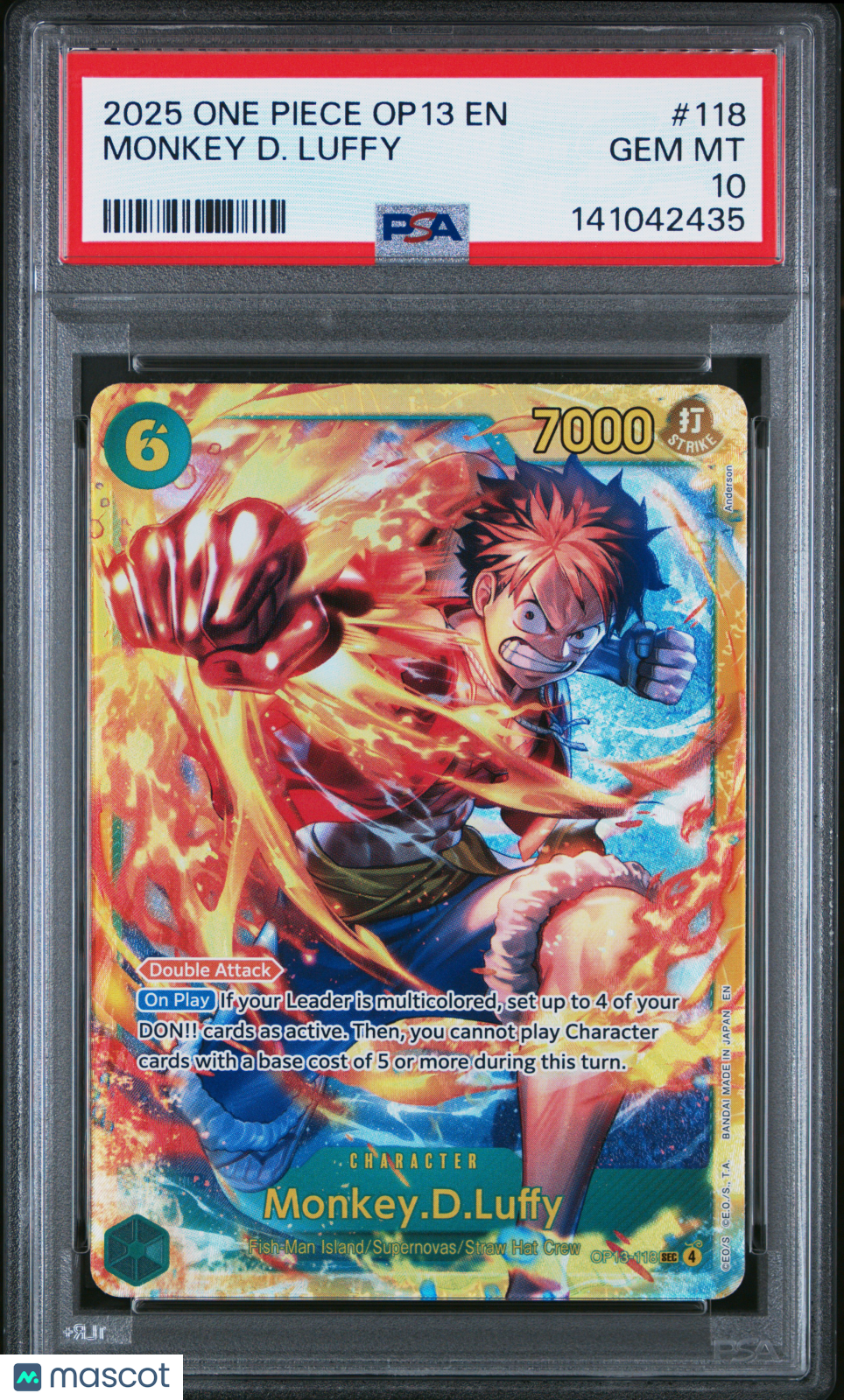 2025 One Piece Op13-Carrying On His Will Monkey D. Luffy PSA 10 #118
