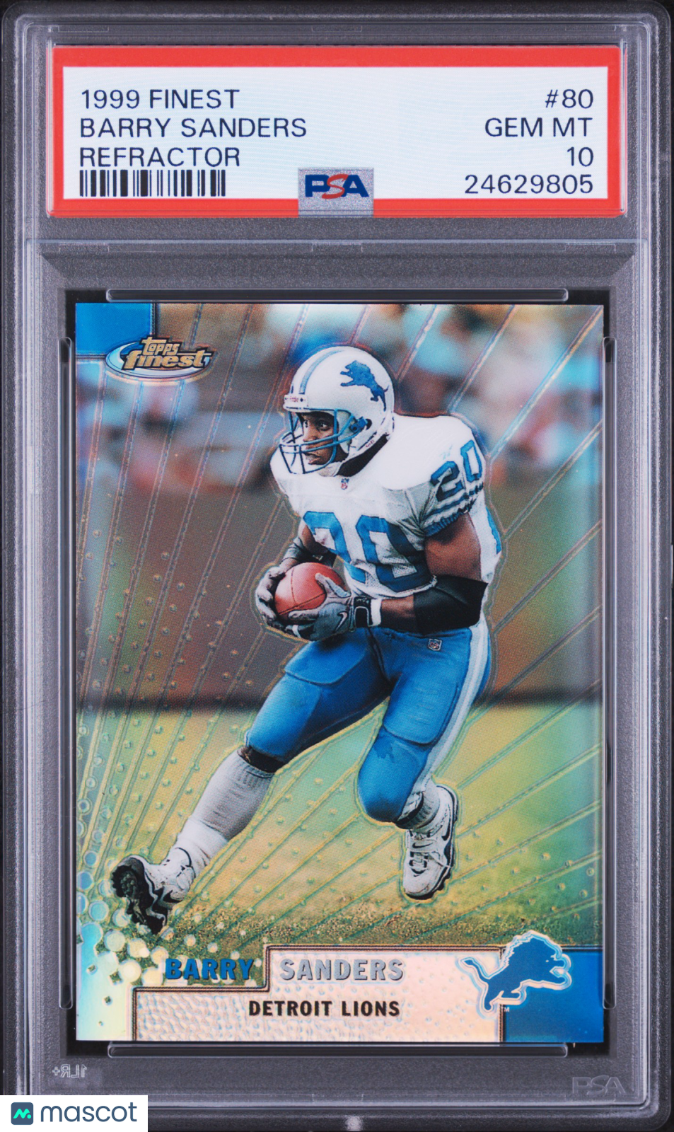 1999 Topps Finest Barry Sanders #80 Refractor (pop 18) PSA 10