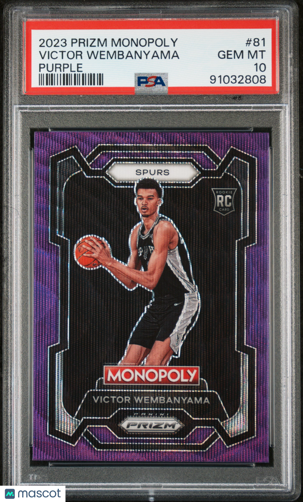 2023 Panini Prizm Monopoly Victor Wembanyama #81 Purple RC PSA 10