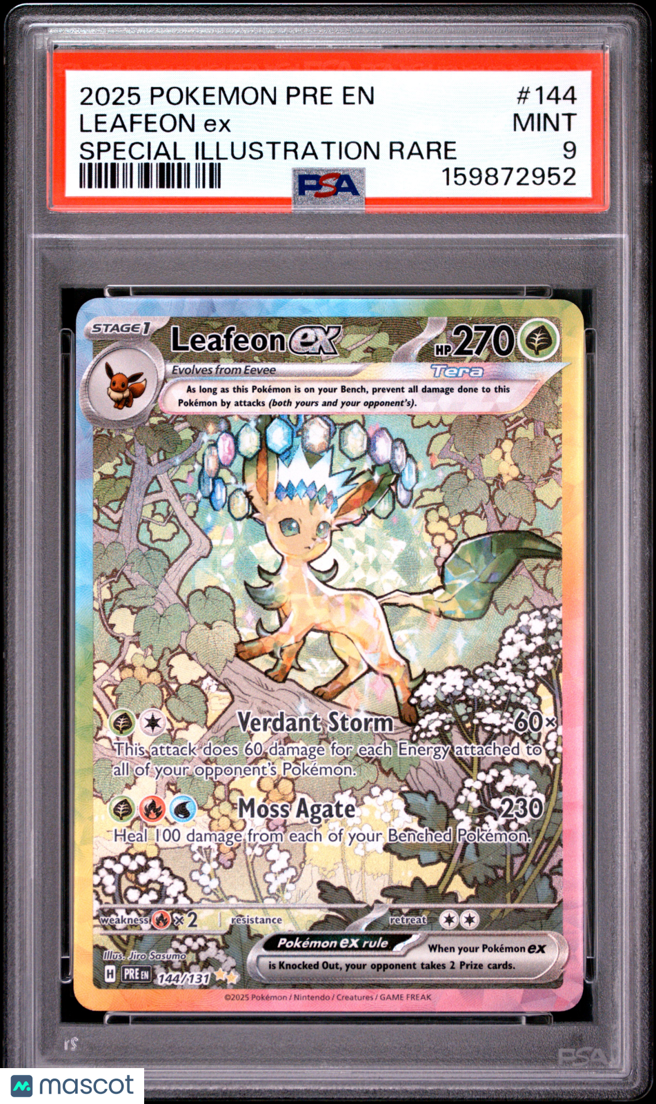 2025 Pokemon Prismatic Evolutions Leafeon ex Special Illustration PSA 9 #144/131