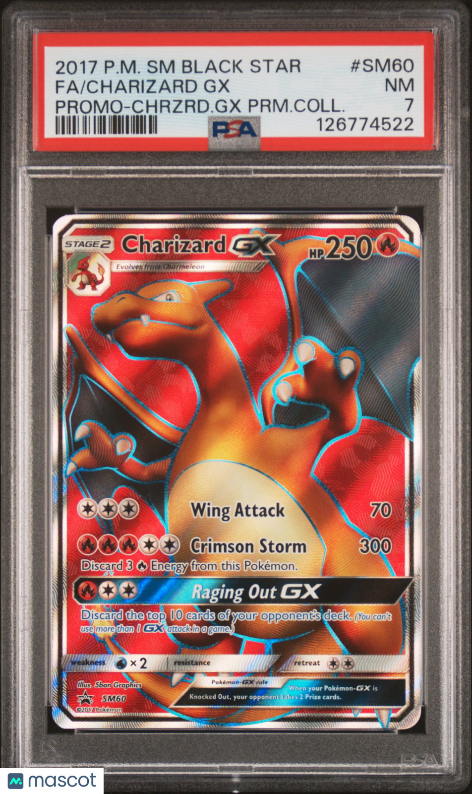 2017 Pokemon SM Black Star Promo Charizard GX PSA 7 #SM60
