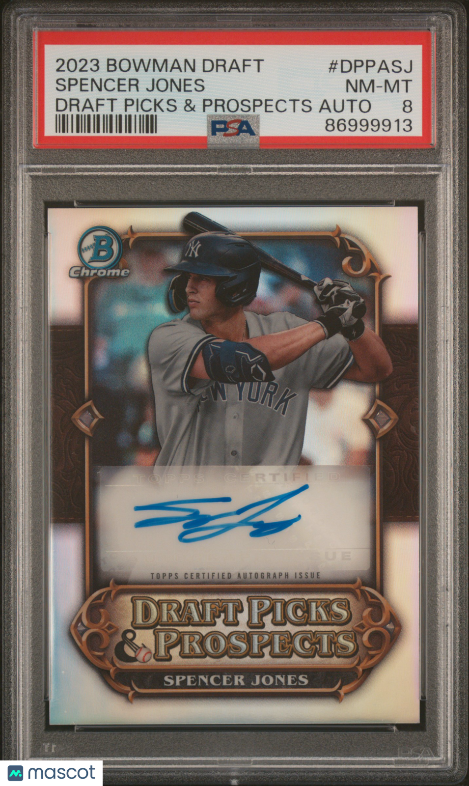 2023 Bowman Draft Draft Picks & Prospects Autograph Spencer Jones #DPPASJ PSA 8