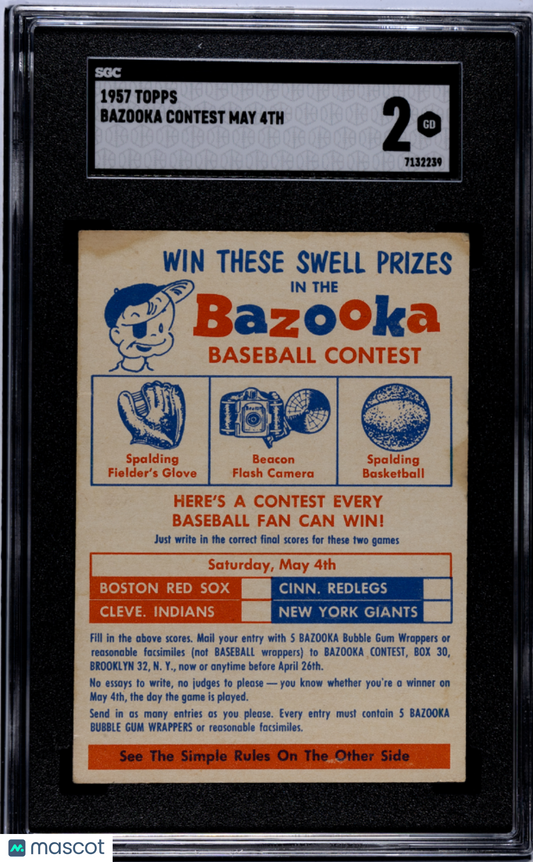 1957 Topps Bazooka Contest May 4TH SGC 2