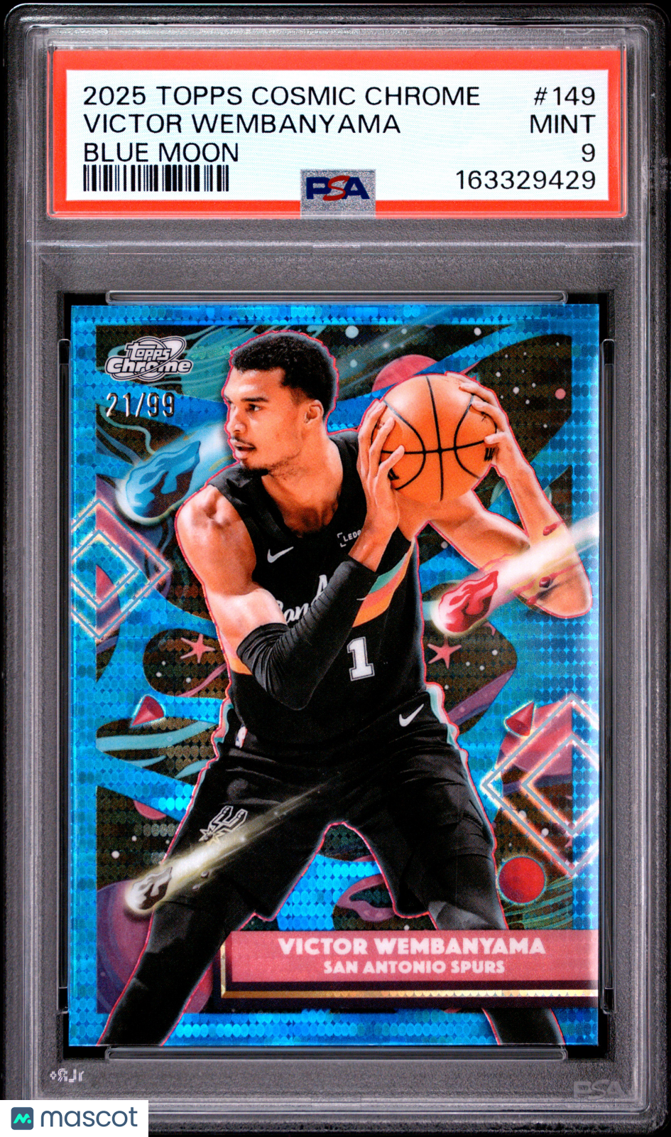 2025 Topps Cosmic Chrome Victor Wembanyama #149 Blue Moon 21/99 PSA 9