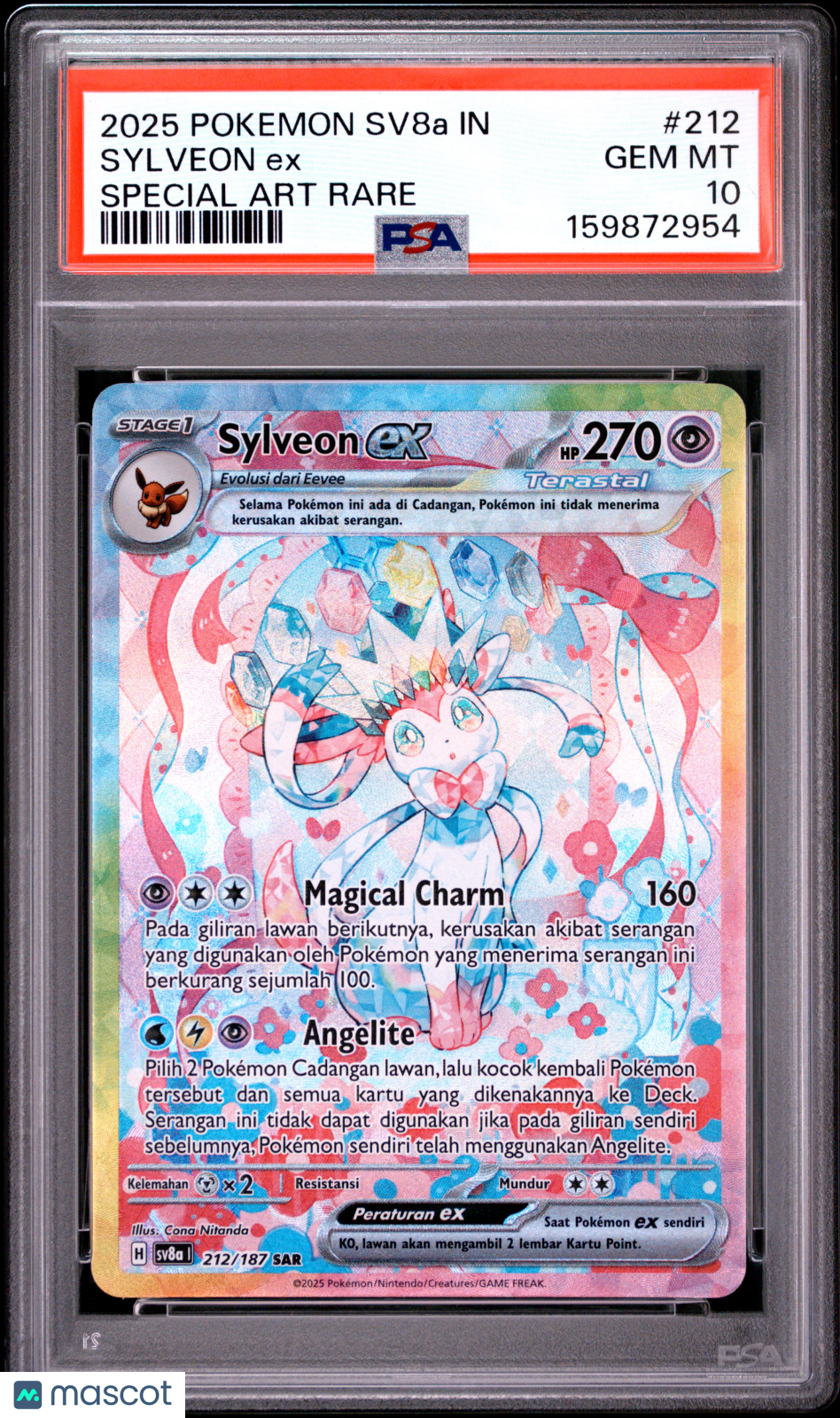 2025 Pokemon Indonesian Terastal Fest EX Sylveon ex Special Art PSA 10 #212/187