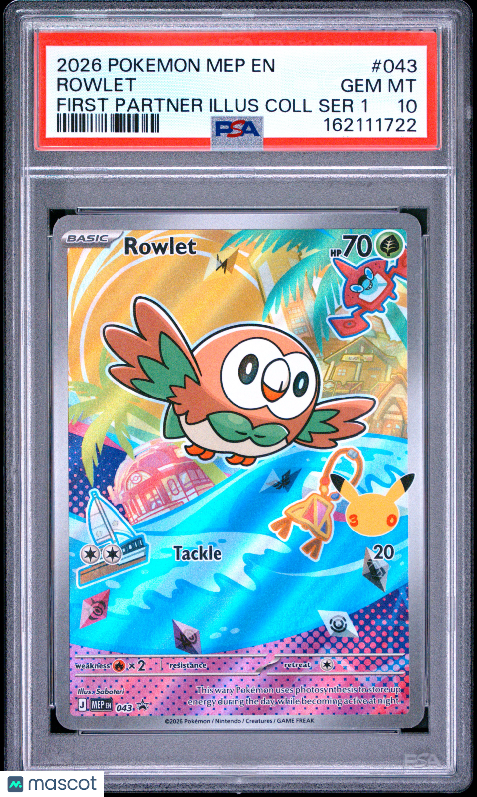 2026 Pokemon Mega Evolution Black Star Promo Rowlet PSA 10 #043