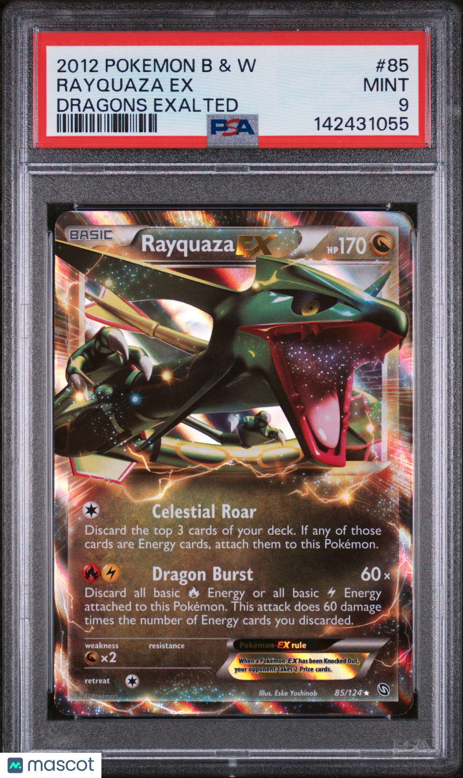 2012 Pokemon Black & White Dragons Exalted Rayquaza EX PSA 9 #85/124