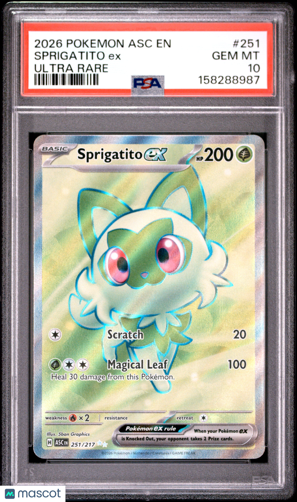 2026 Pokemon Ascended Heroes Sprigatito ex Ultra Rare PSA 10 #251