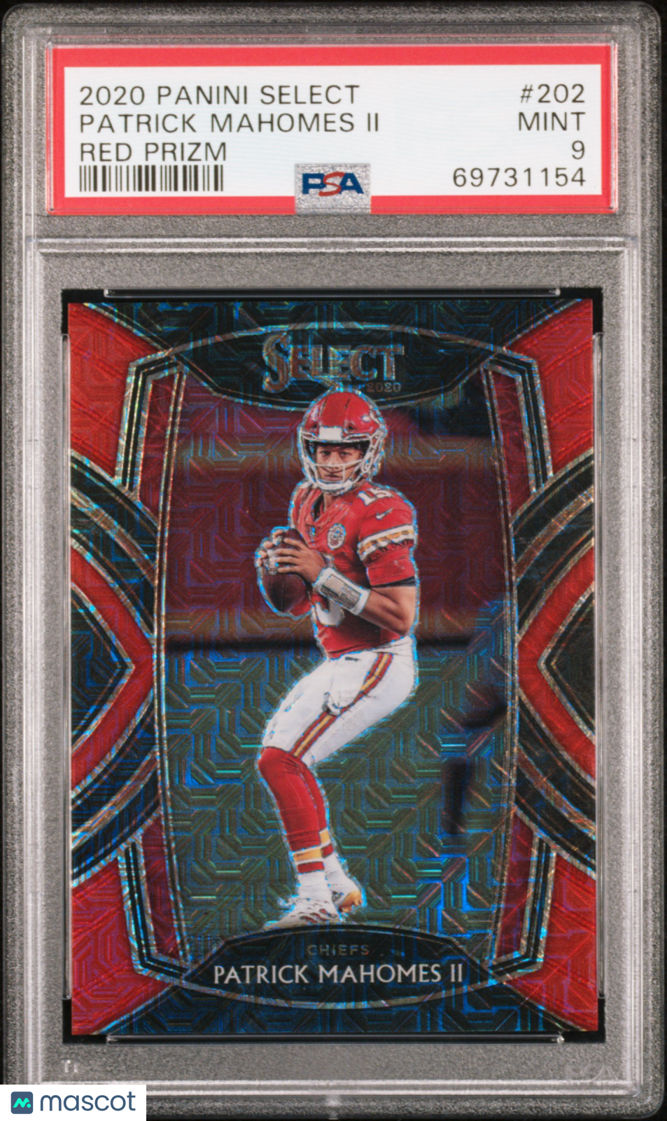 2020 Panini Select Patrick Mahomes II #202 Red Prizm 07/49 PSA 9