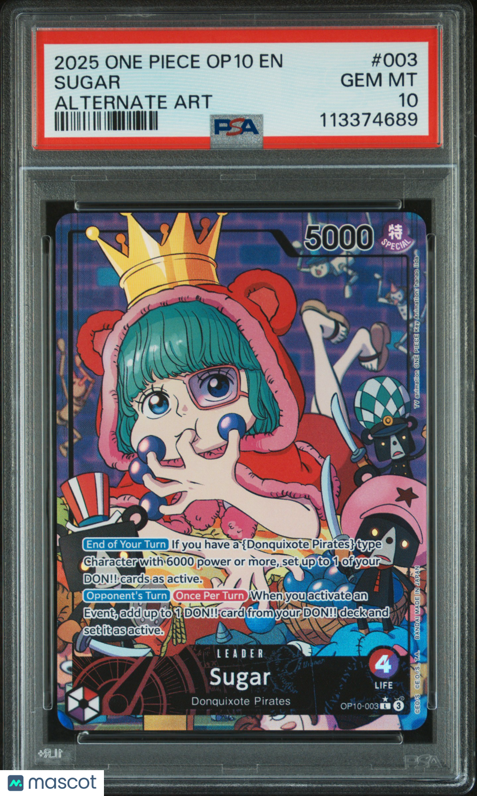 2025 One Piece Op10-Royal Blood Sugar #003 Alternate Art PSA 10