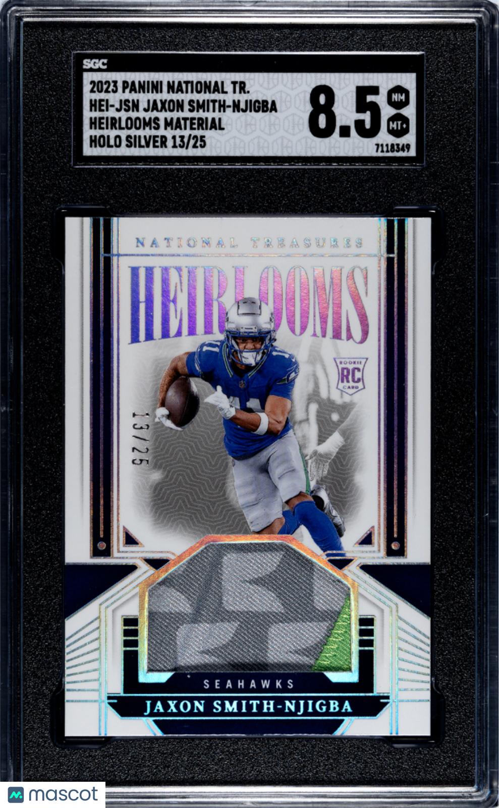 2023 National Treasures Jaxon Smith-Njigba  Heirlooms Silver RC 13/25 SGC 8.5