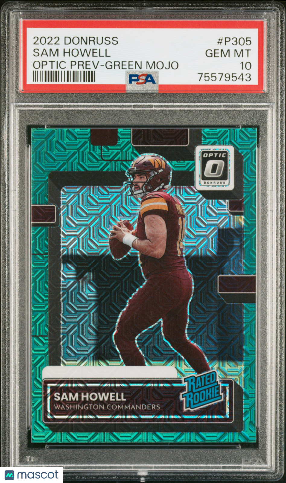 2022 Donruss Optic Sam Howell #P305 Optic Preview Green Mojo PSA 10