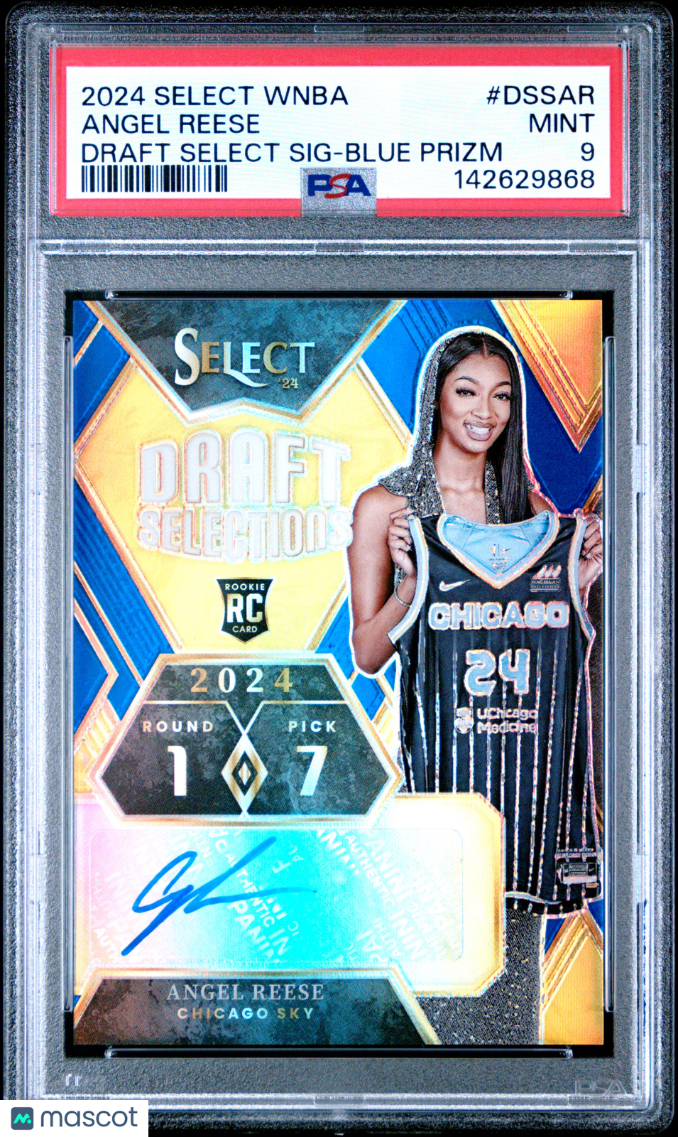 2024 Panini Select WNBA Draft Selections Auto Angel Reese #AR Blue 34/49 PSA 9