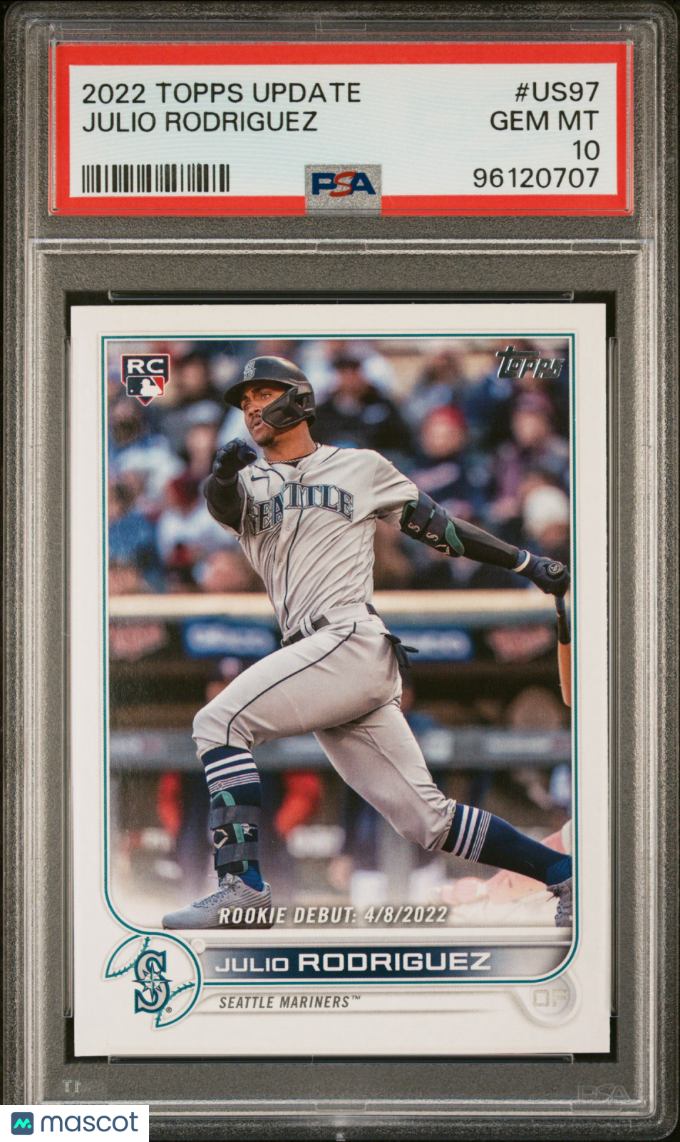 2022 Topps Update Rookie Debut Julio Rodriguez #US97 RC PSA 10