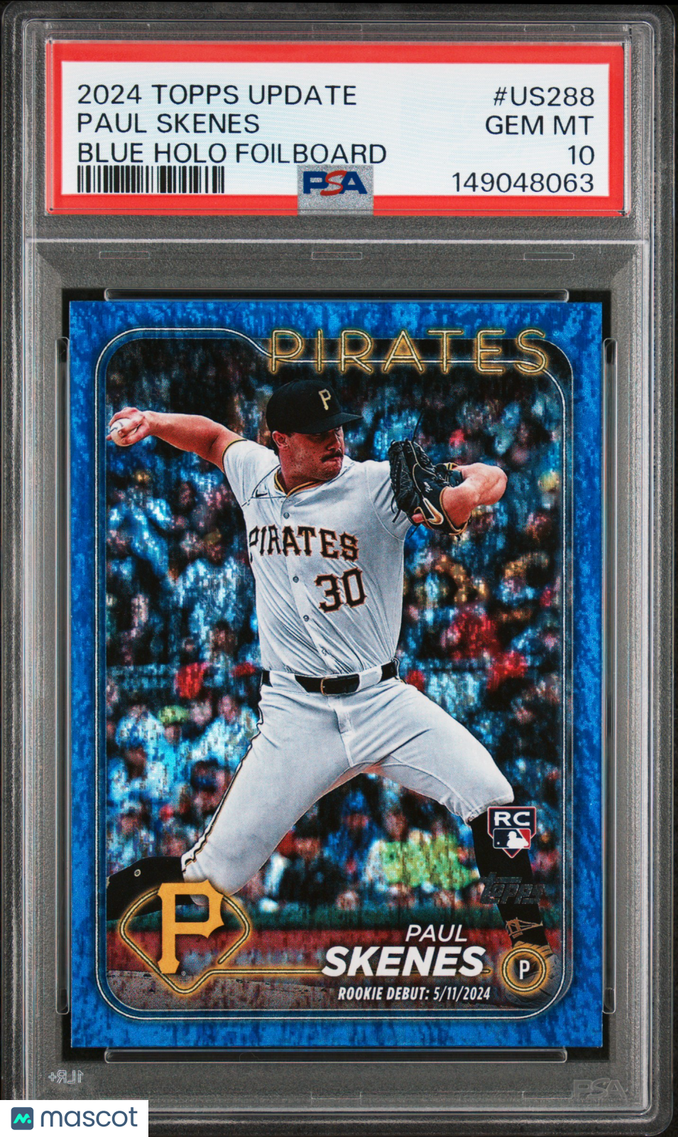 2024 Topps Update Paul Skenes #US288 Blue Holo Foilboard 037/999 PSA 10