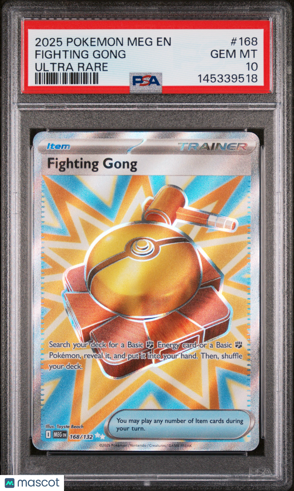 2025 Pokemon Meg EN-Mega Evolution Fighting Gong Ultra Rare PSA 10 #168