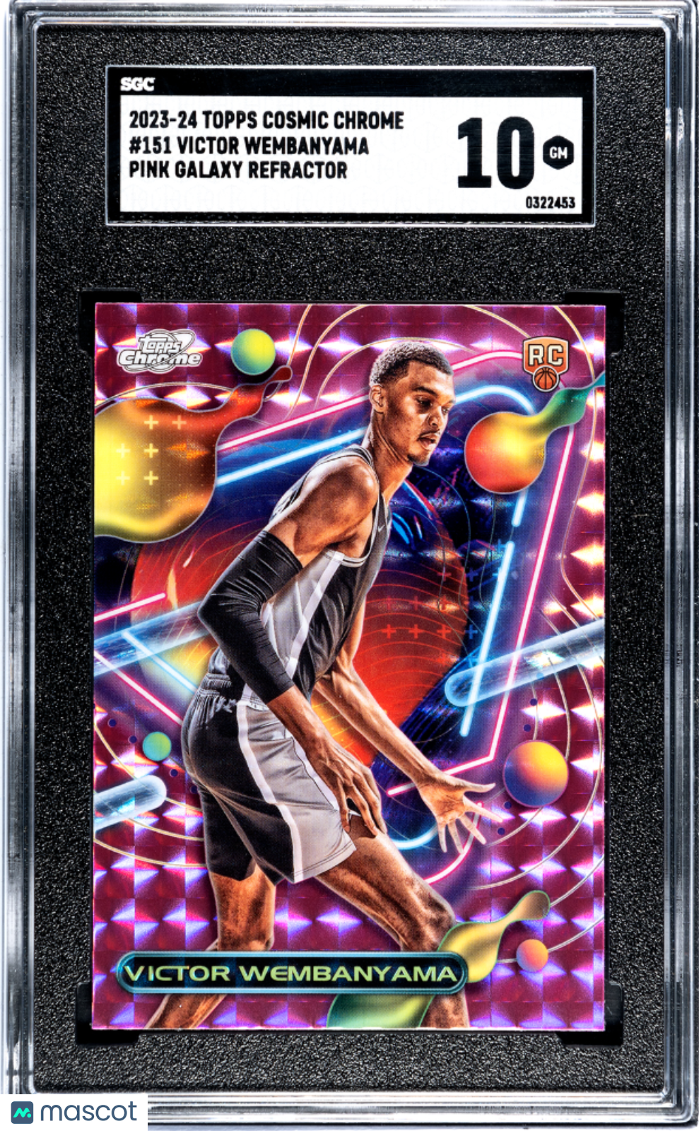 2023 Topps Cosmic Chrome Victor Wembanyama #151 Pink Galaxy Refractor SGC 10