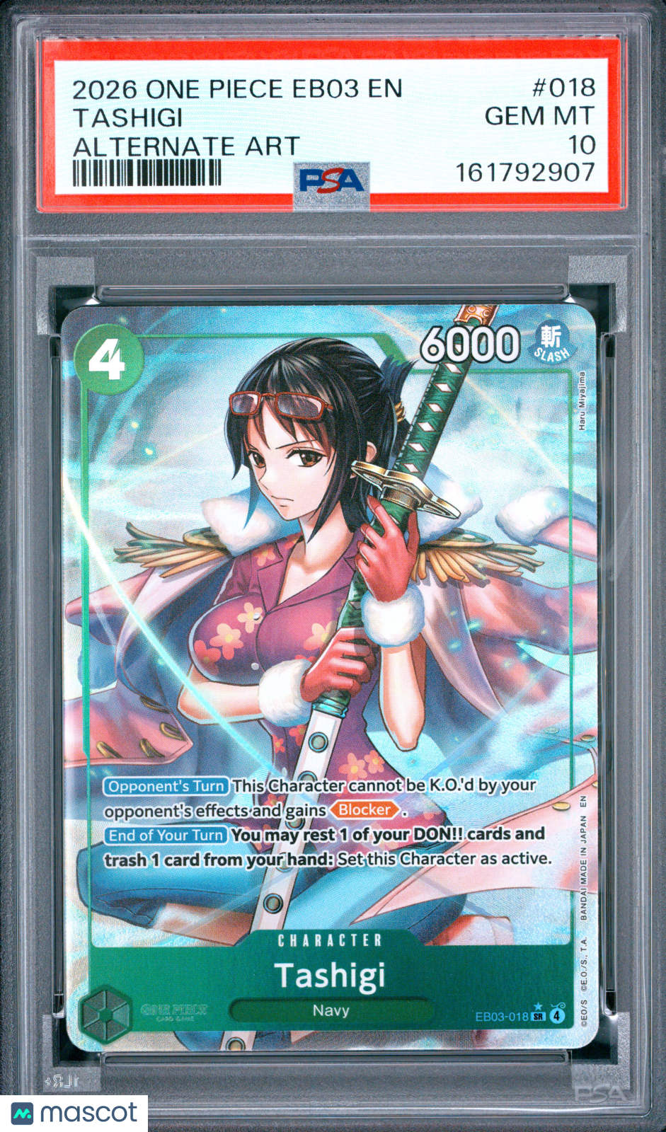 2026 One Piece Extra Booster Heroines Edition- Tashigi Alternate Art PSA 10 #018