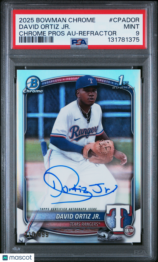 2025 Bowman Chrome Prospect Auto David Ortiz JR. #CPADOR Refractor 310/499 PSA 9