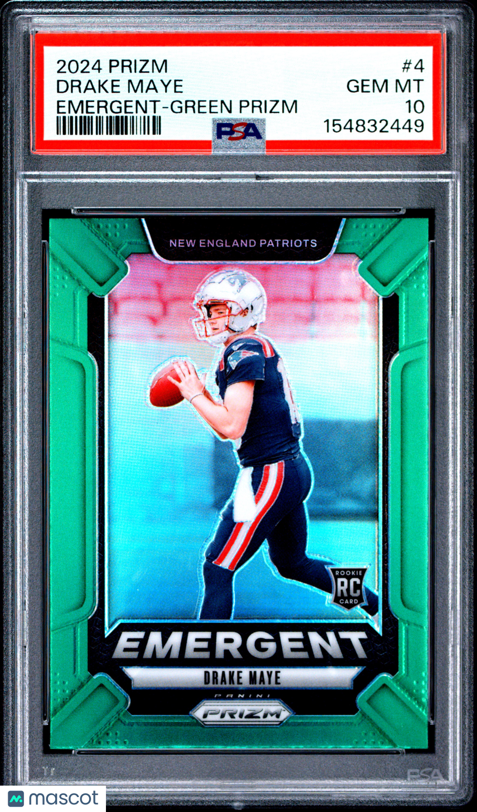 2024 Panini Prizm Emergent Drake Maye #4 Green RC PSA 10