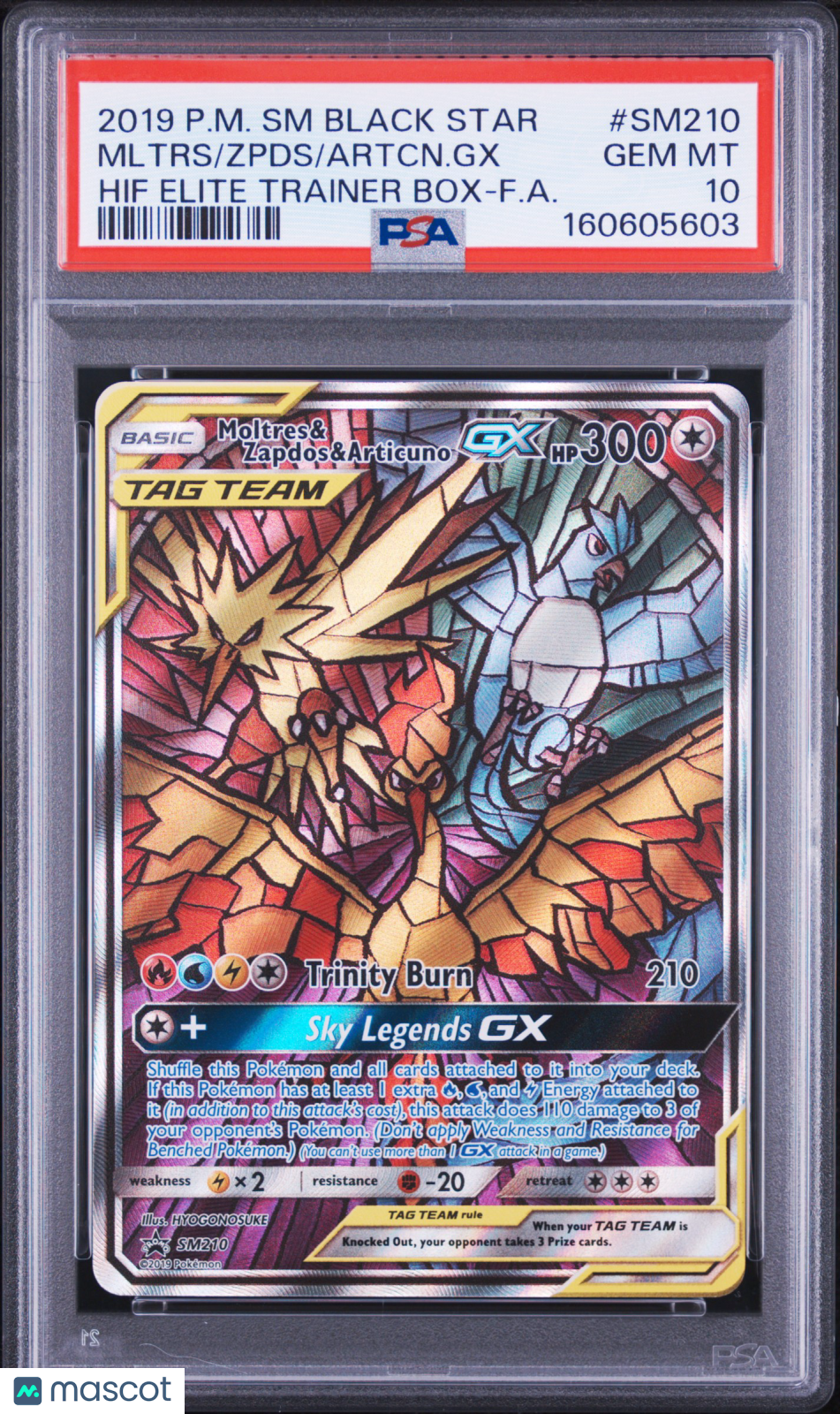 2019 Sun & Moon Black Star Promo Moltres & Zapdos & Articuno GX PSA 10 #SM210