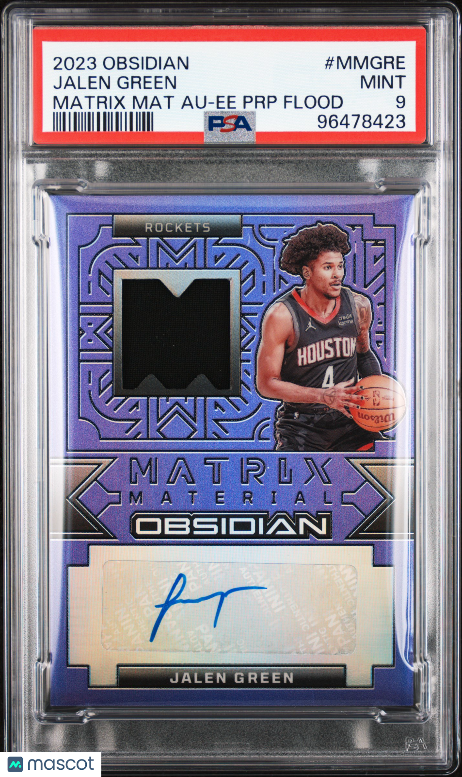 2023 Obsidian Matrix Material Autographs Jalen Green Purple Flood 19/30 PSA 9