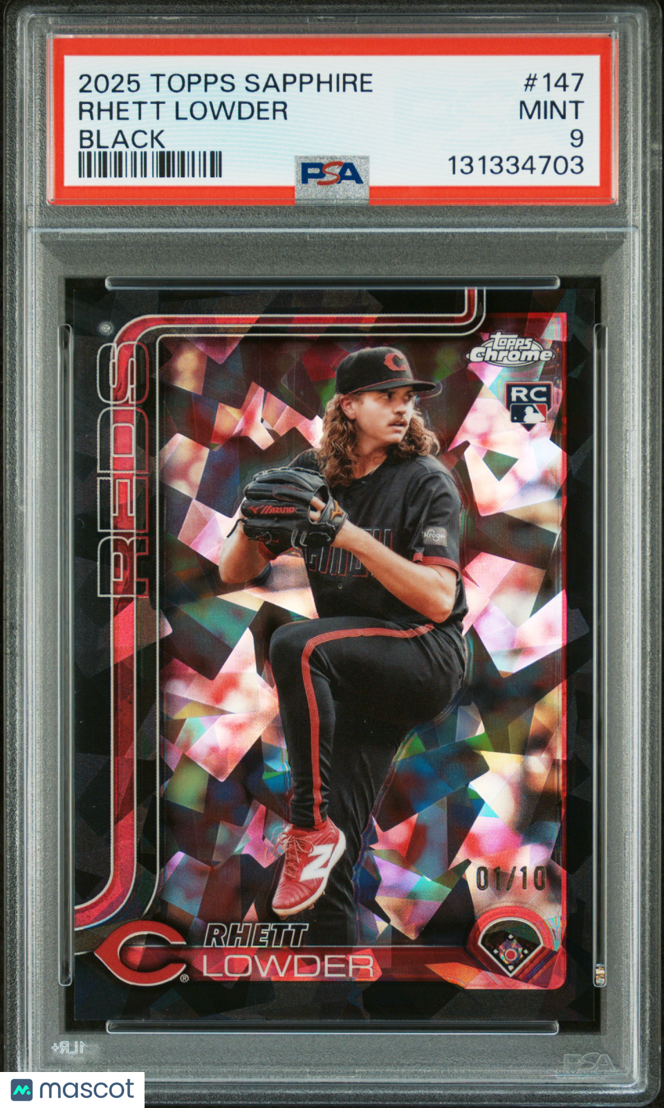 2025 Topps Chrome Sapphire Rhett Lowder #147 Black 01/10 PSA 9