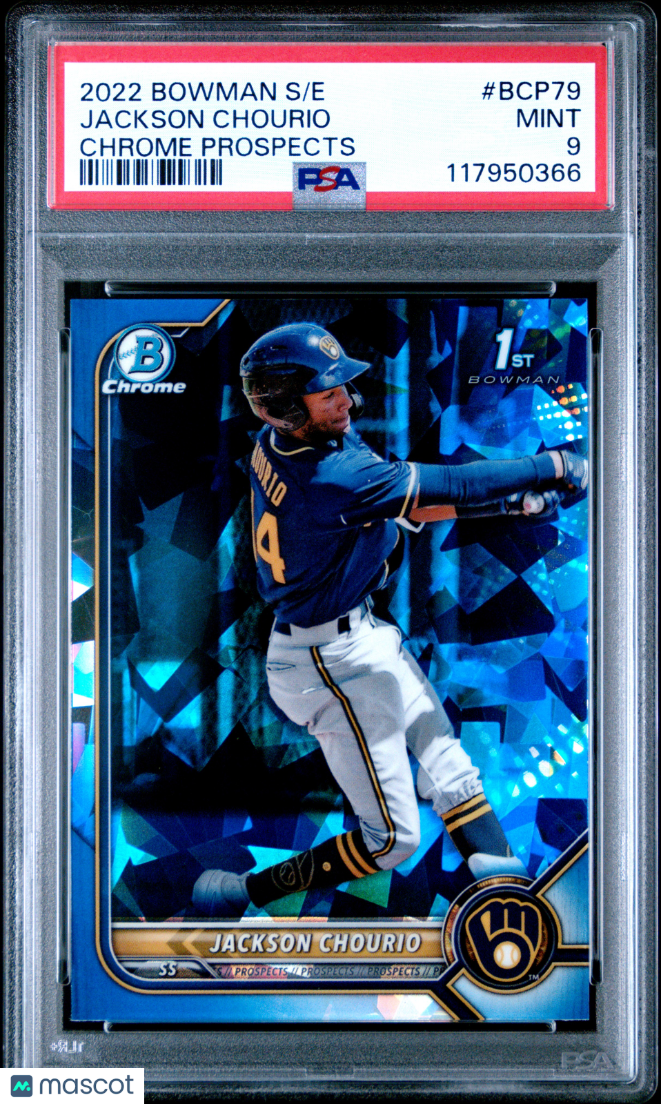 2022 Bowman Sapphire Edition Chrome Prospects Jackson Chourio #BCP79 PSA 9