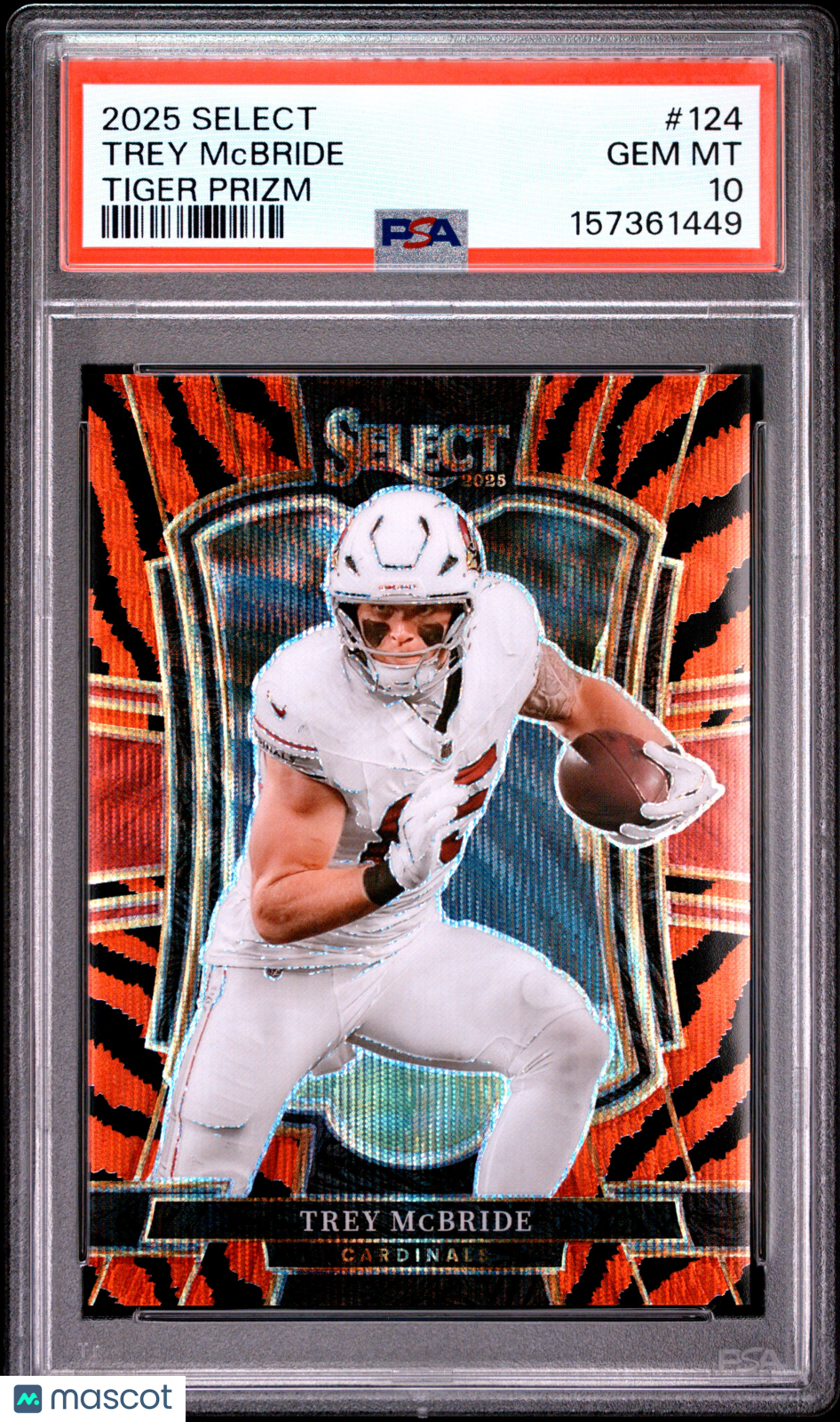 2025 Panini Select Trey McBride #124 Tiger Prizm PSA 10