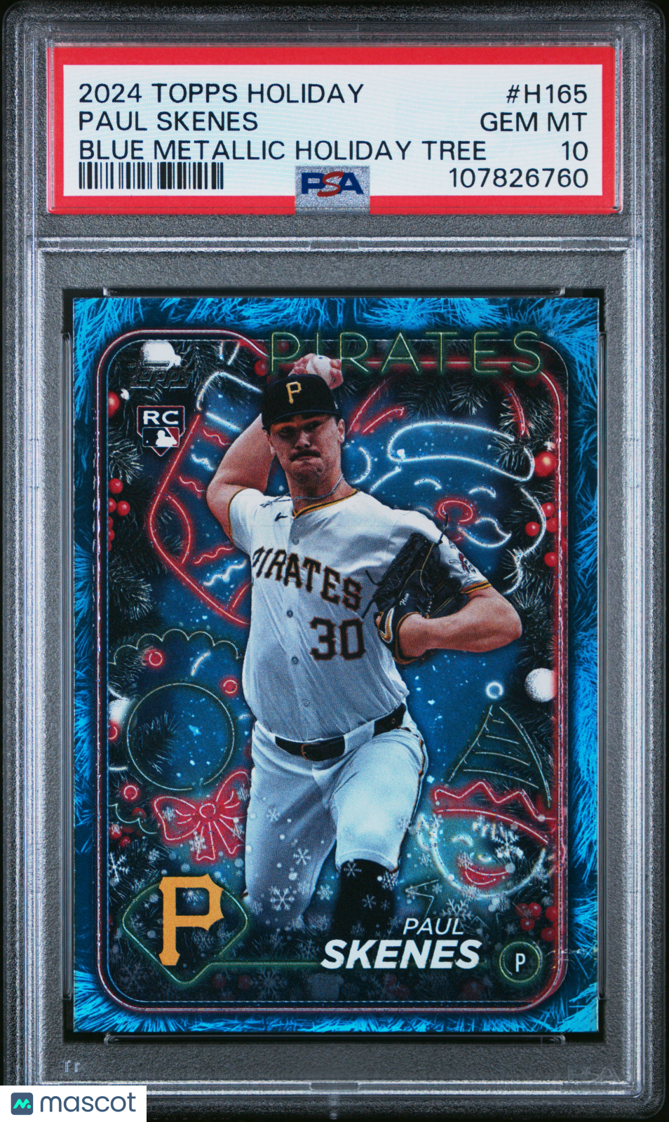 2024 Topps Holiday Paul Skenes #H165 Blue Metallic Tree RC PSA 10