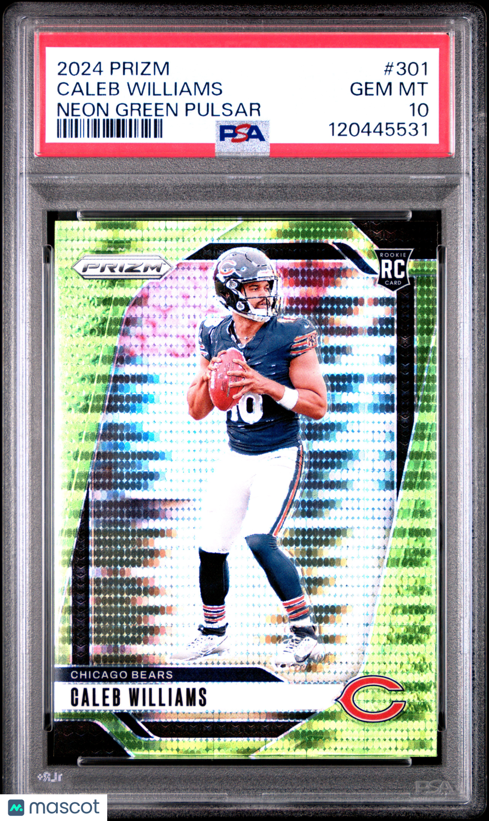 2024 Panini Prizm Caleb Williams #301 Neon Green Pulsar RC PSA 10