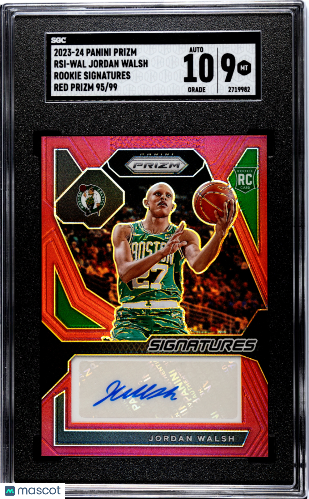2023 Panini Prizm Rookie Signatures Jordan Walsh #RSIWAL Red 95/99 SGC 9 Auto 10