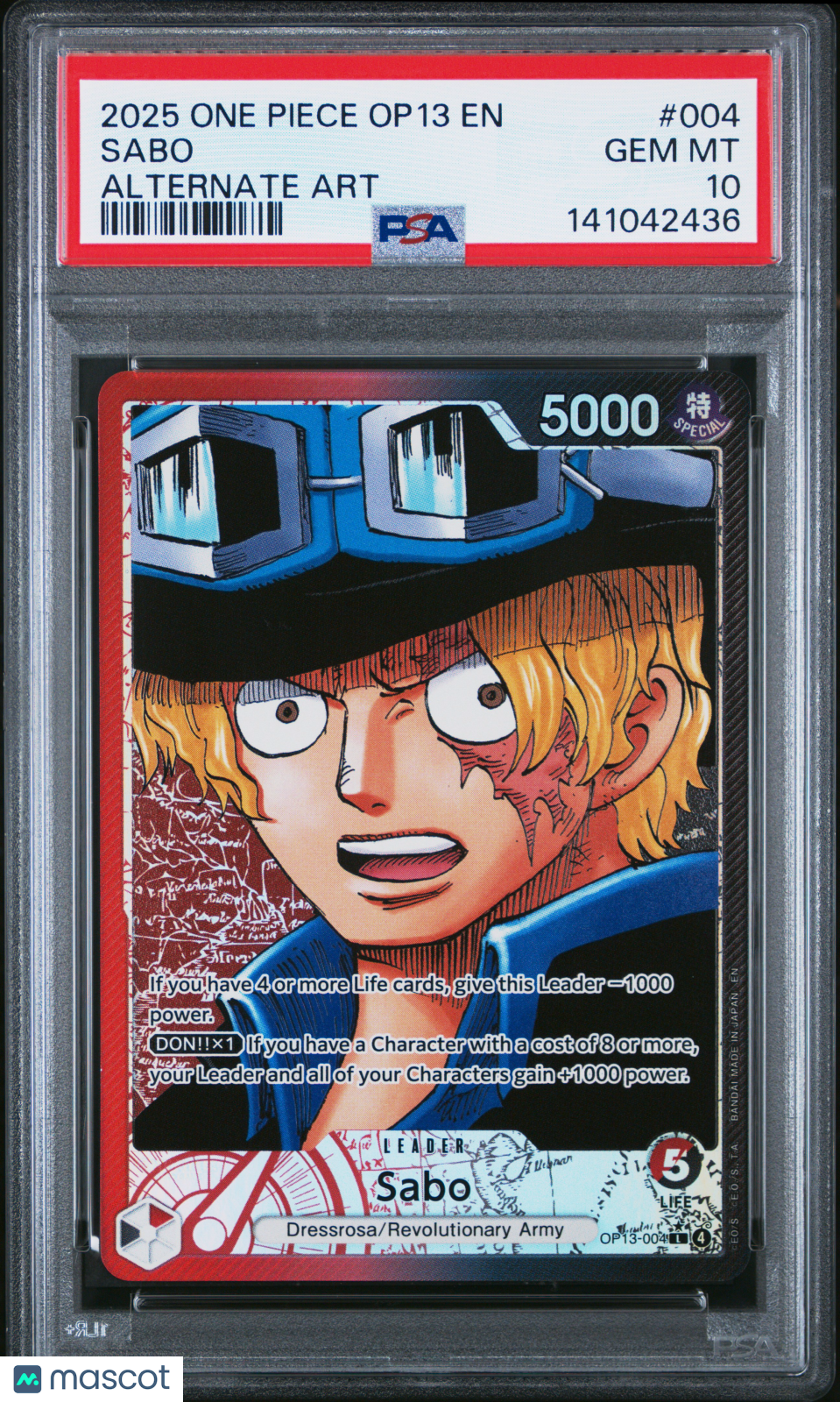 2025 One Piece Op13-Carrying On His Will Sabo Alternate Art PSA 10 #004