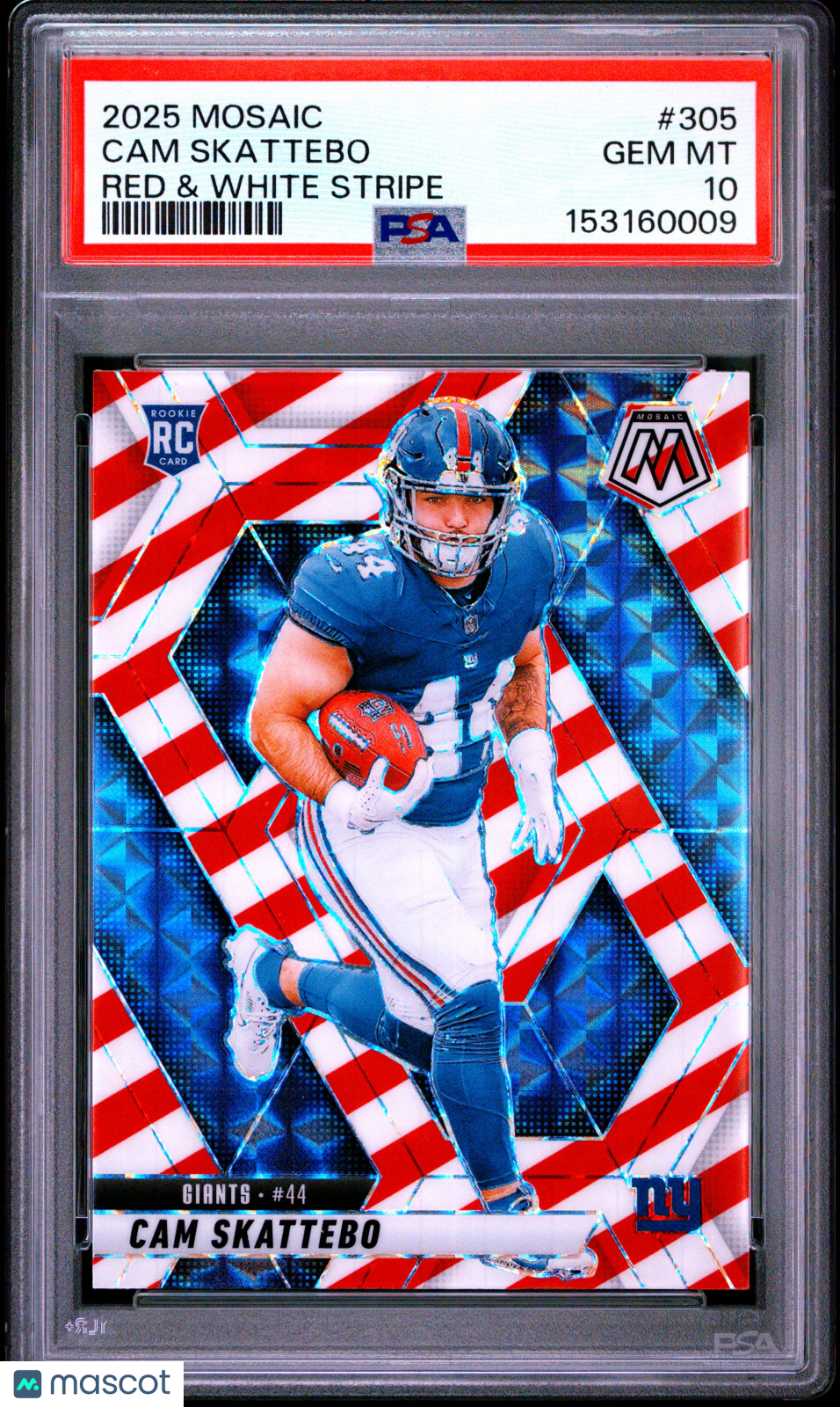 2025 Panini Mosaic Cam Skattebo #305 Red & White Stripe PSA 10