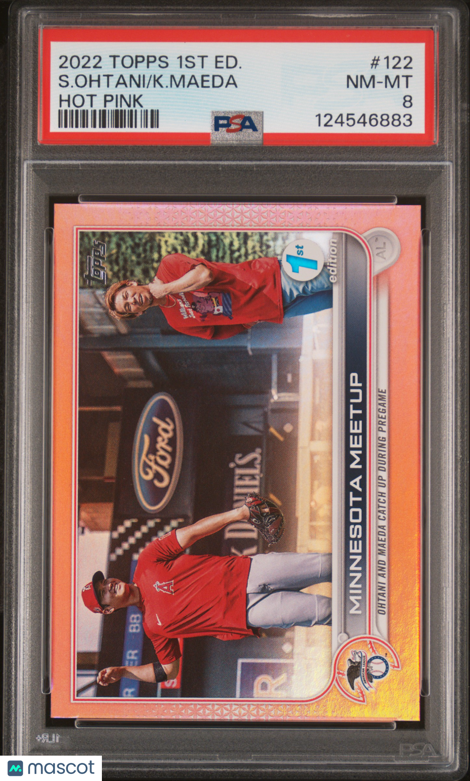 2022 Topps 1st Edition S. Ohtani K. Maeda #122 Hot Pink PSA 8