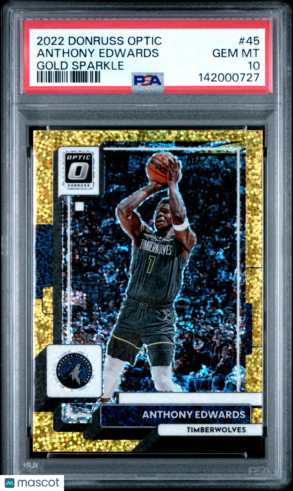 2022 Panini Donruss Optic Anthony Edwards #45 Gold Sparkle PSA 10