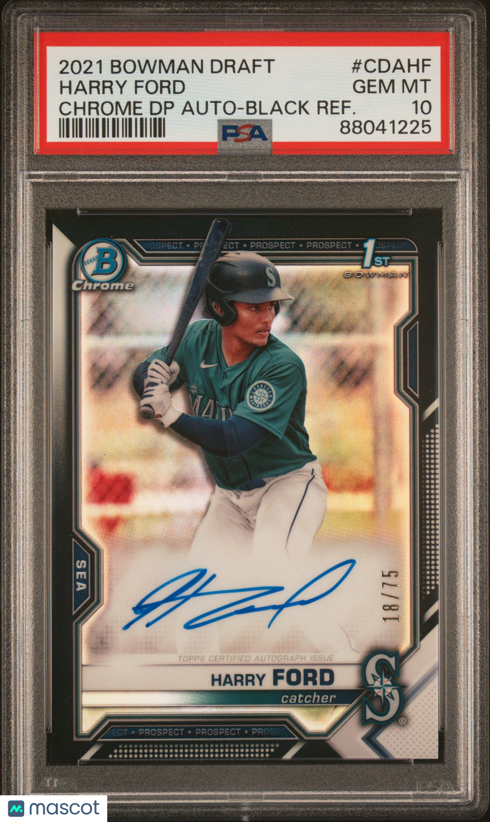 2021 Bowman Draft Chrome Draft Pick Auto Harry Ford Black Refractor 18/75 PSA 10