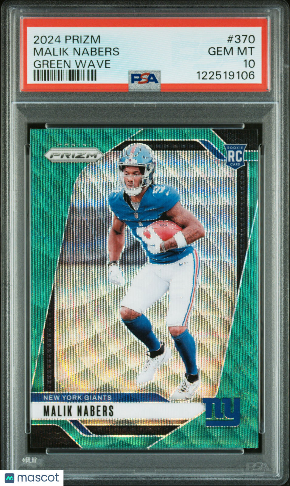 2024 Panini Prizm Malik Nabers #370 Green Wave RC PSA 10