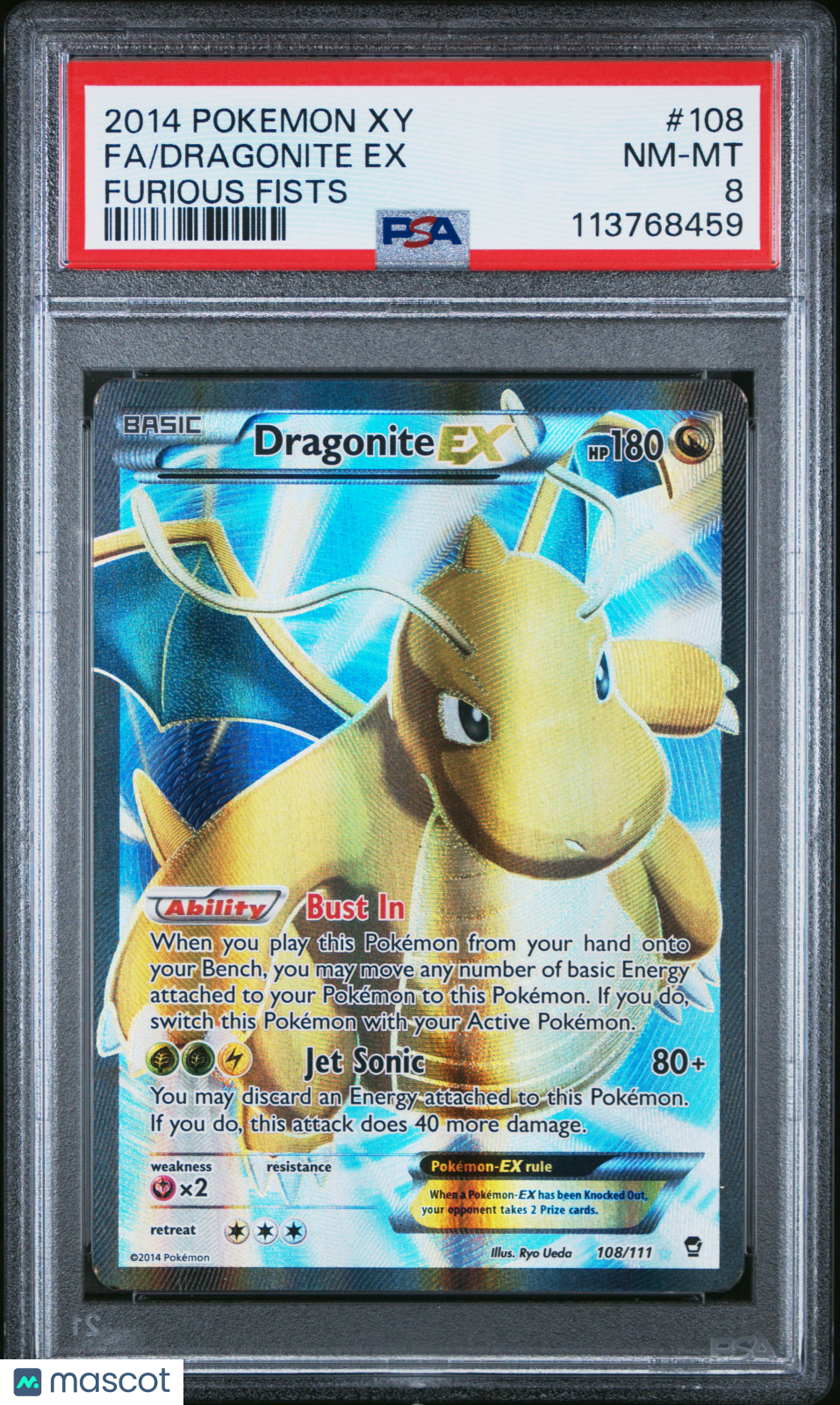2014 Pokemon XY Furious Fists Dragonite EX PSA 8 #108/111