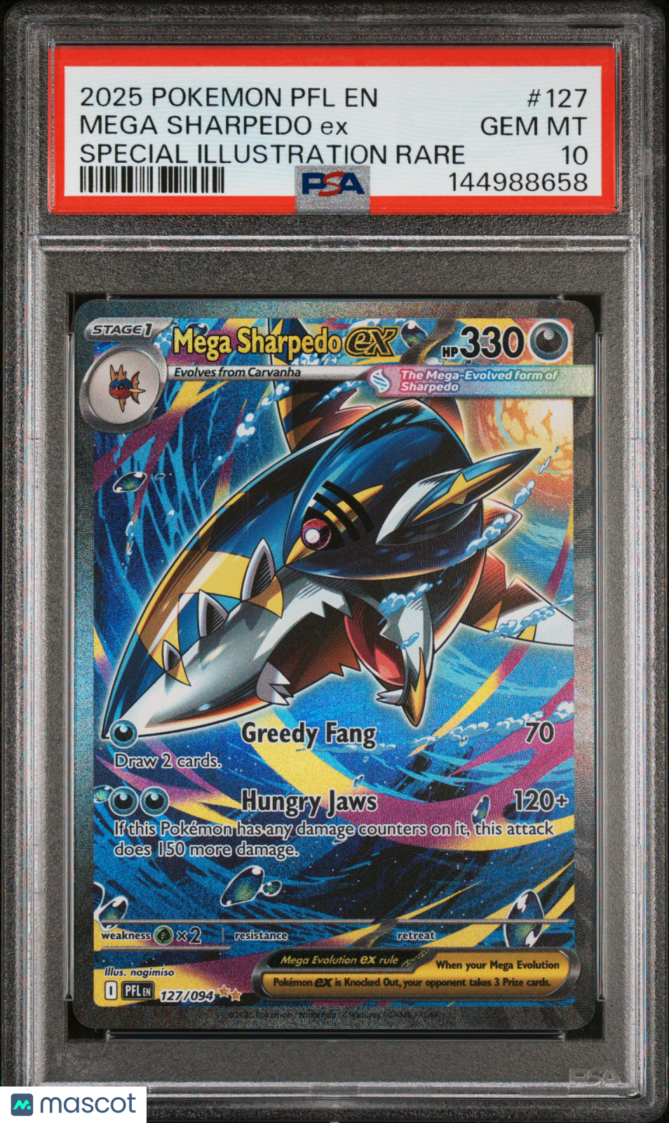 2025 Phantasmal Flames Mega Sharpedo ex Special Illustration Rare PSA 10 #127/94