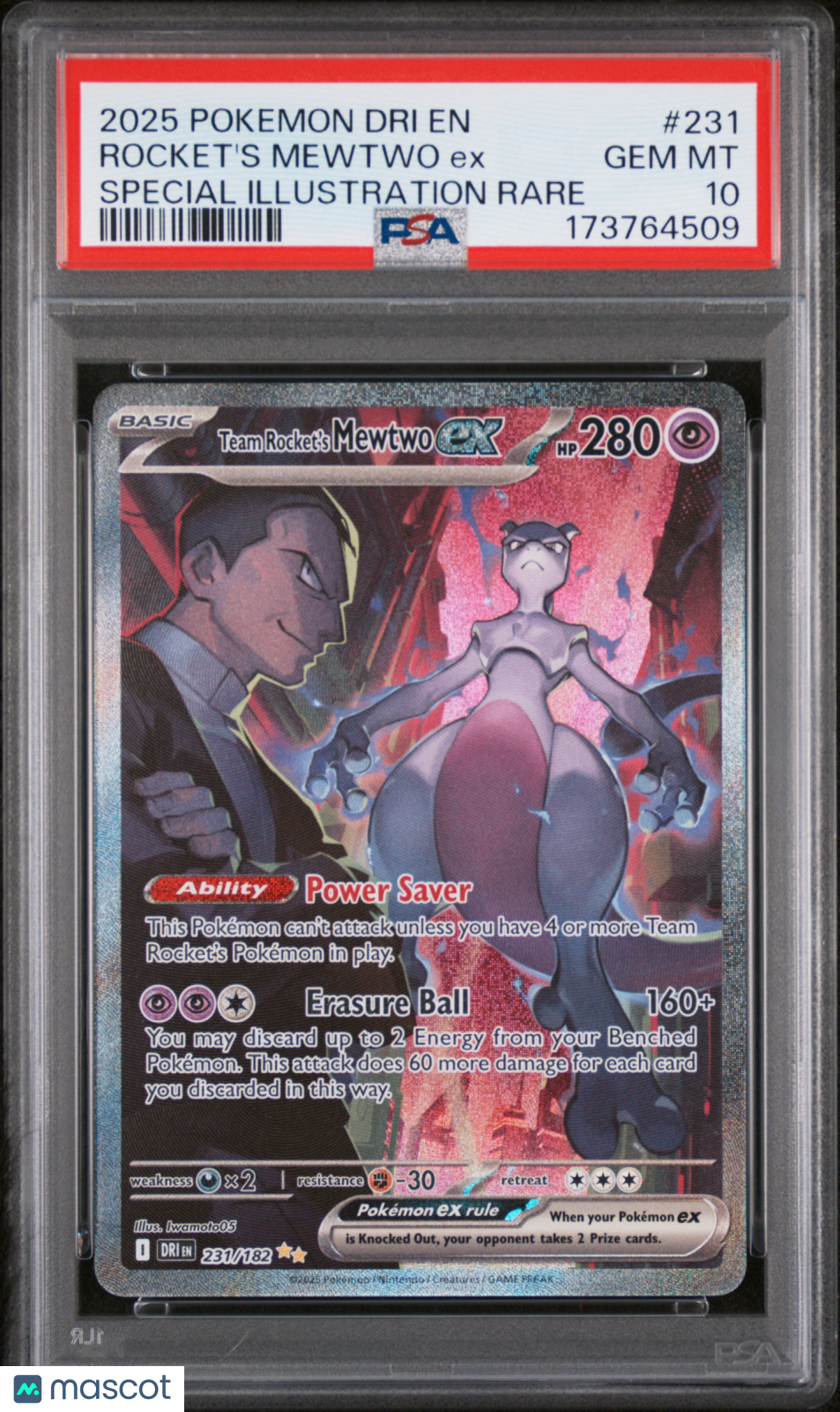 2025 Destined Rivals Rockets Mewtwo ex Special Illustration Rare PSA 10 #231/182
