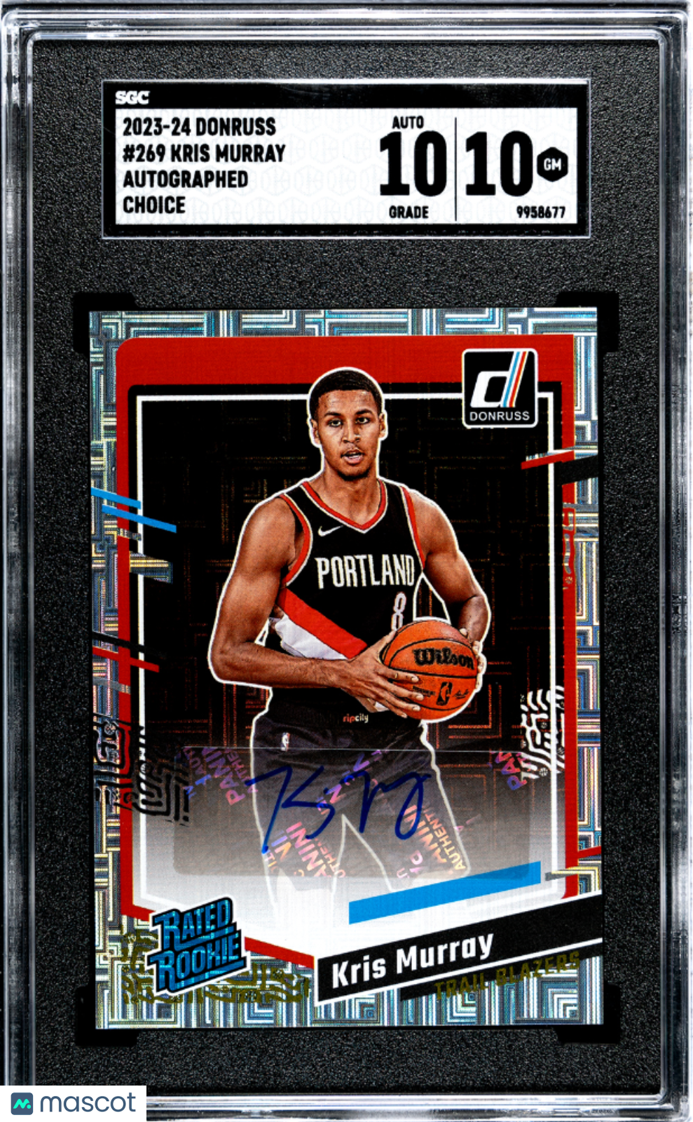 2023 Donruss Kris Murray #269 Autograph Choice SGC 10 Auto 10