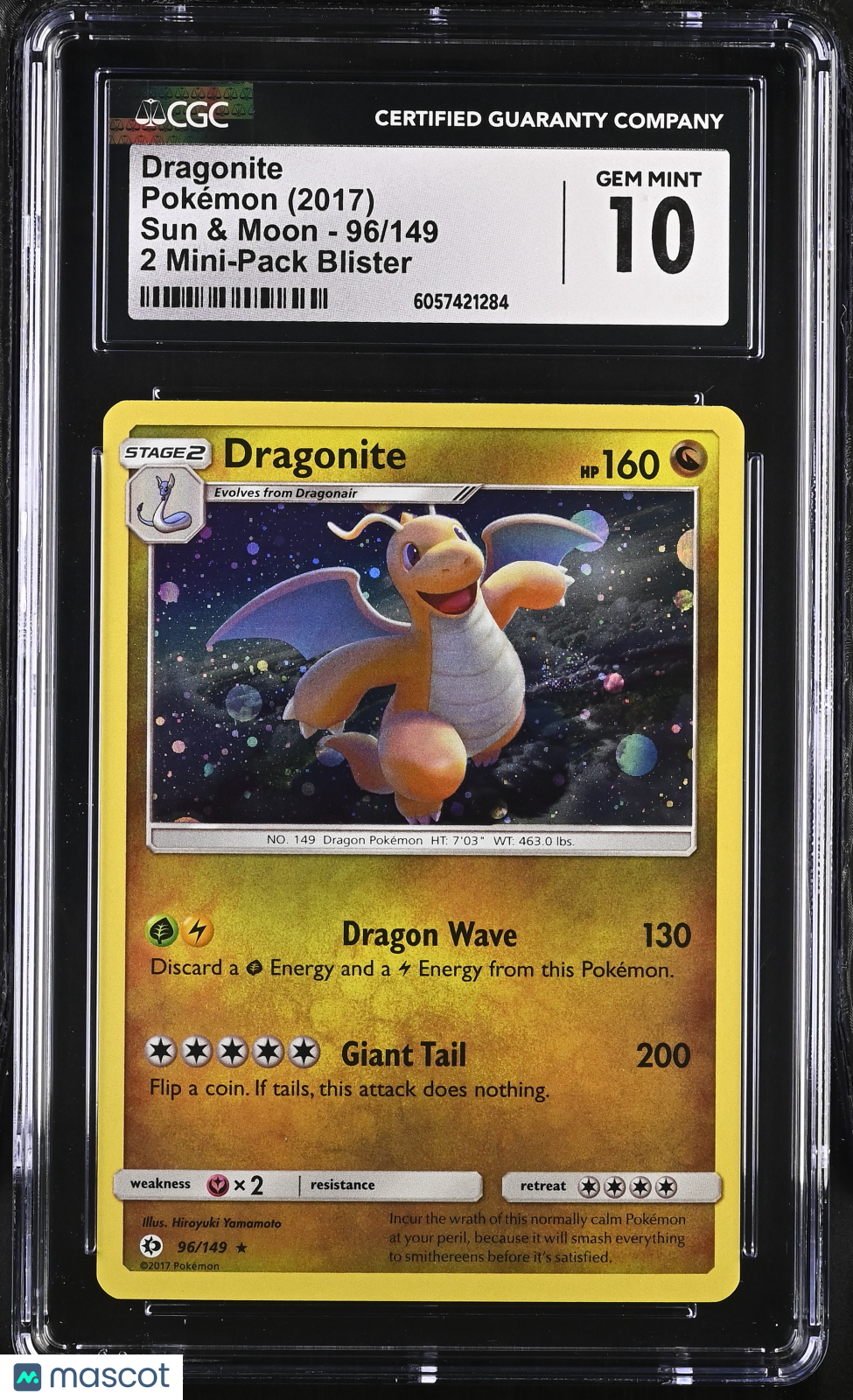 2017 Pokemon Sun & Moon Dragonite 2 Mini-Pack Blister CGC 10 #96/149