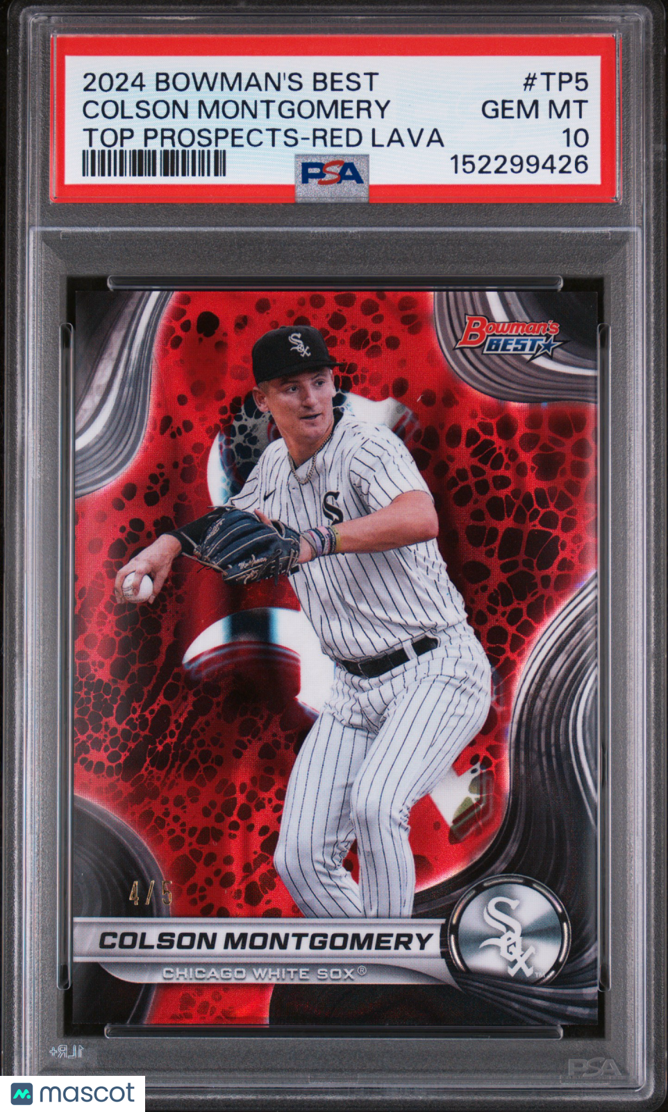 2024 Bowman's Best Top Prospects Colson Montgomery #TP5 Red Lava 4/5 PSA 10