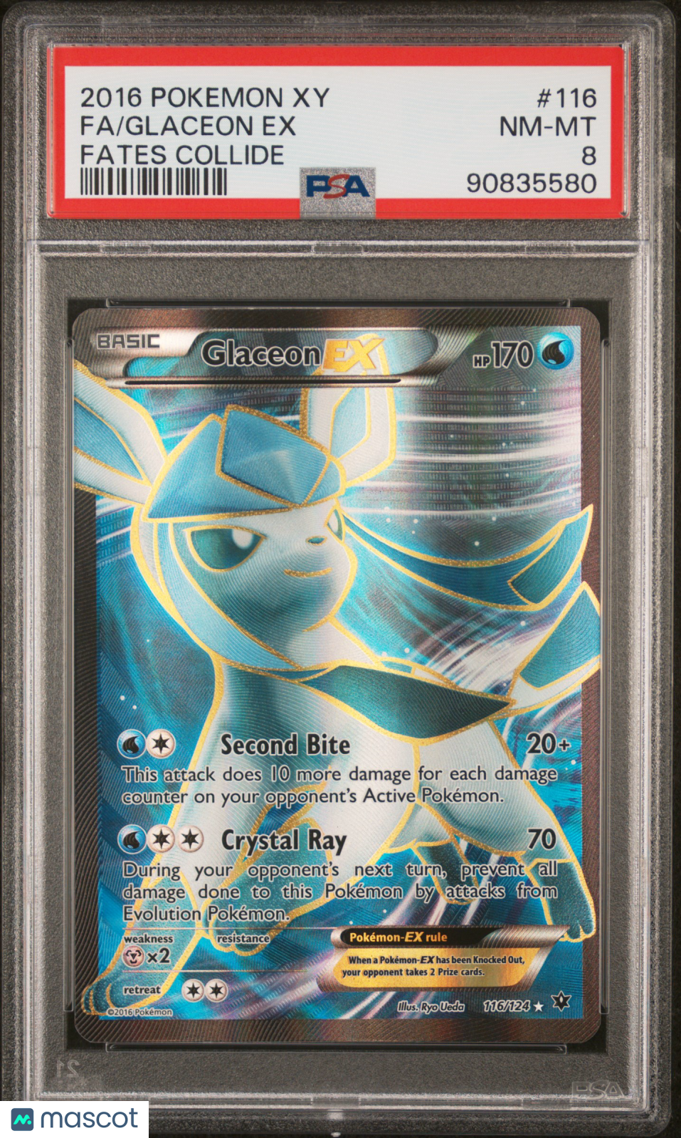 2016 Pokemon XY Fates Collide Glaceon EX PSA 8 #116/124
